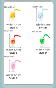 Modèles de mini tasses à jus avec détails texturés et pailles en cinq couleurs