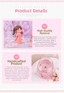 Detailed view of handmade pink fairy resin figurine with high-quality creative textures