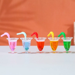 Taza de Jugo de Fruta en Miniatura para Casa de Muñecas Modelo de Bebida de Simulación Para Manualidades Fotografía Accesorios Juguete Decoración Resina