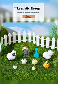 Miniature resin farm animals and farmer figurines for fairy garden landscaping DIY
