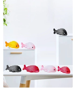 Detailed view of colorful miniature resin goldfish for DIY micro landscape aquarium decor