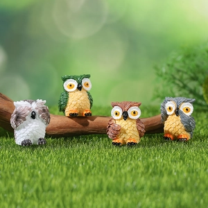 Creative Owl Resin Figurine Mini Moss Micro Landscape Fairy Garden Decor Home Office Desk Animal Ornament Handicraft Accessory