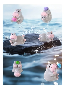Lot de 6 figurines d'hippopotames miniatures en résine pour décors de paysages