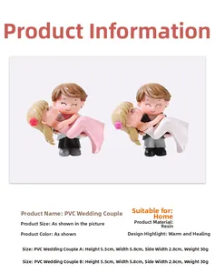 Detailed size specifications for resin wedding couple figurines showing height of 5.5cm