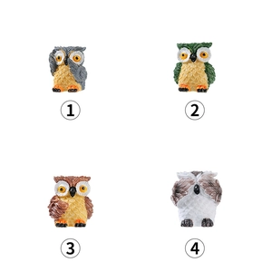 Miniature resin owl figurines in four colors for moss landscape garden decoration