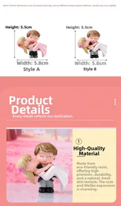 Detailed view of wedding couple resin figurines measuring 5.5cm height and 5.8cm width