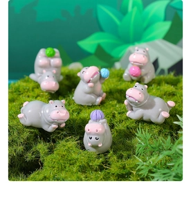 Lot de 6 figurines d'hippopotames mignons en résine avec pelotes pour terrariums