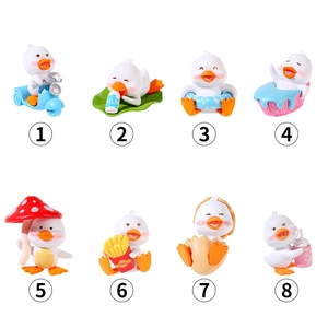 Set of 8 cute cartoon duck miniatures for micro landscapes and car dashboard decor