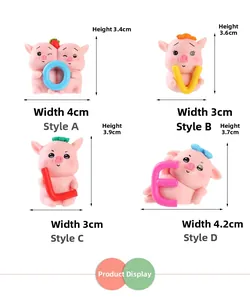 Dimensions détaillées des figurines de cochons en résine avec lettres LOVE