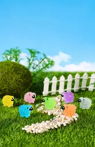 Figurines de moutons en résine lumineuse pour décoration de micro-paysage en 7 couleurs