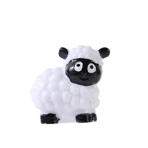 Miniature resin cartoon sheep figurine with white wool texture for garden DIY landscape