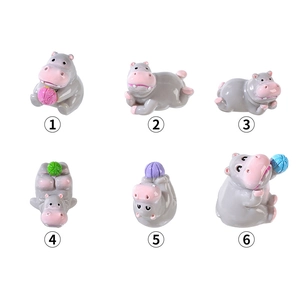Lot de 6 figurines d'hippopotames en résine pour décoration de micro-paysage mignon