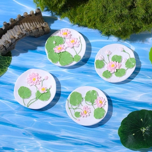 Set de 4 imanes creativos de resina para nevera con diseño 3D de flores de loto
