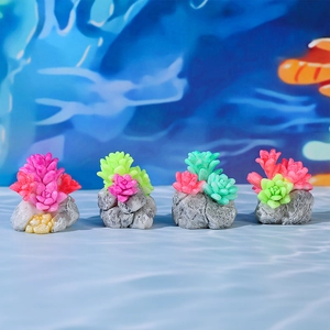 Artificial succulent plants on rock base for moss micro-landscape and aquarium decor