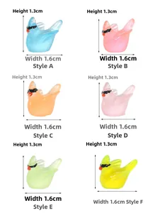 Set of six colorful mini resin hummingbird figurines with 1.3cm height and 1.6cm width