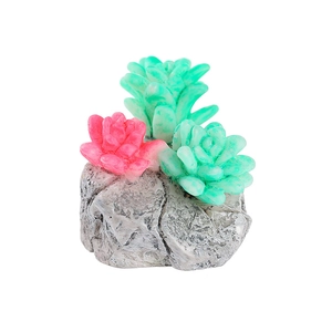 Miniature artificial succulents in stone texture resin base for moss micro landscapes