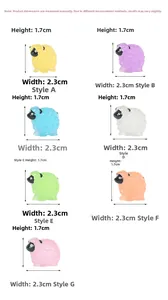 Dimensions détaillées des figurines mini moutons en résine de 2,3cm en sept couleurs