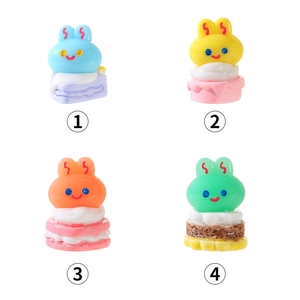 Set of four colorful resin rabbit cake figurines for DIY cream glue and phone case crafts