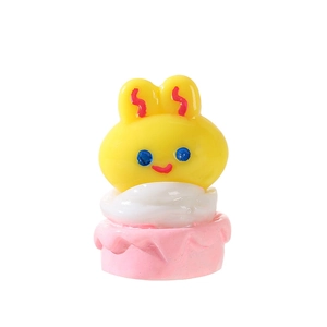 Cute resin cartoon rabbit cake figurine for DIY crafts and micro landscape decoration