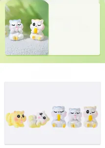 Miniature resin cat figurines in various poses for moss micro-landscape decoration