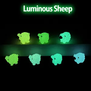 Ensemble de figurines de moutons miniatures lumineux pour décorations de micro-paysage
