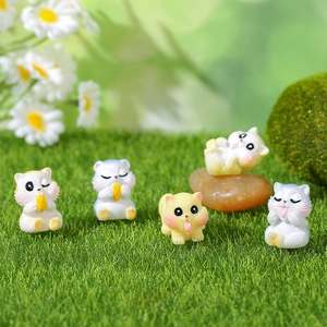 Set of five cute miniature cat figurines for DIY moss micro landscape and desk decor