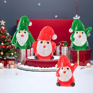 Miniature Christmas resin gnomes figurines set with red and green hats for DIY decor