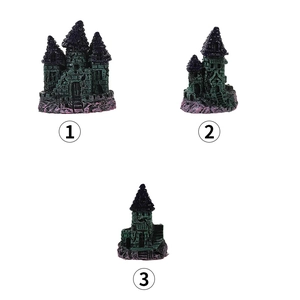 Three vintage resin castle aquarium decorations for realistic fish tank landscape scenery