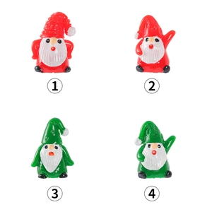 Set of 4 Christmas gnome miniatures in red and green for DIY micro landscape decor