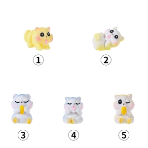 Set of 5 miniature squirrel and cat figurines in various poses for micro landscape decor
