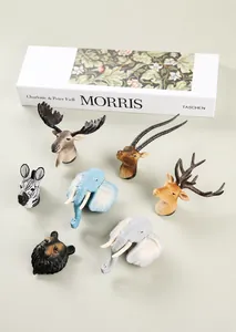 Imanes realistas de cabezas de animales en PVC con cebra, elefante y oso decorativos