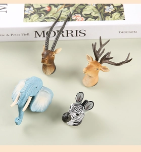 Magnets tête d'animal détaillés avec éléphant, zèbre et cerf pour décor de mur ou voiture
