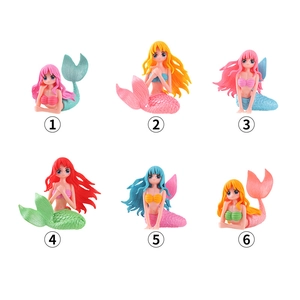 Set of 6 colorful PVC mermaid figurines for DIY moss micro-landscapes and fish tank decor