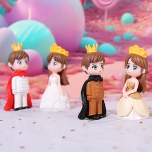 Cartoon Kronprinz Prinzessin Paar Figuren Tortenaufsatz PVC Ornamente Schreibtisch Deko Romantisches Hochzeit Geburtstag Geschenk