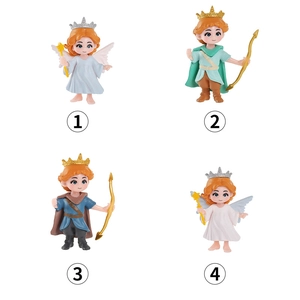 Set of four cute cartoon angel princess and prince miniature figurines for desk and car decor