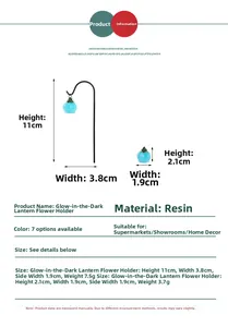 Detailed dimensions of luminous resin flower ornaments for garden moss landscapes