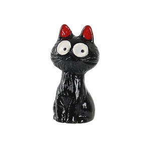 Creative black cat resin figurine with large round eyes for Halloween garden decor
