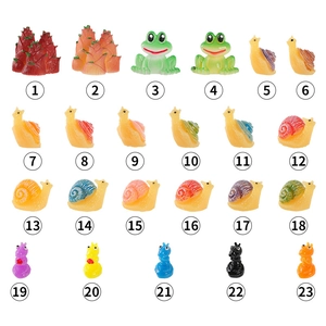 Miniature resin figurines set featuring colorful frogs, snails, and caterpillars for terrariums