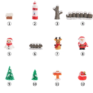 Set de 12 figurines miniatures de Noël avec Père Noël, bonhommes de neige et rennes