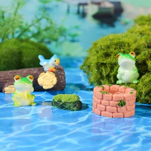 Miniature frog and bird resin ornaments for DIY fairy garden and aquarium landscape