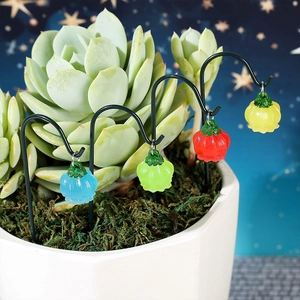 Luminous lily of the valley garden stakes for moss landscape ornaments, 4-color resin set