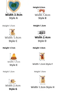 Dimensions détaillées des mini figurines capybara et accessoires de micro paysage en résine