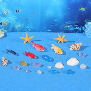 Resin Ocean Style Mini Fish Starfish Shell Figurines Micro Landscape Ornaments Aquarium Fish Tank Decoration Home Decor