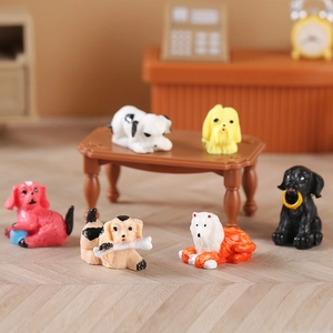 Mini Cartoon Resin Dog Figurines For Micro Landscape DIY Dollhouse Decoration Cute Puppy Miniature Pet Models For Desk Ornament Home Decor