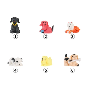 Set of 6 mini resin cartoon dog figurines in various breeds and poses for DIY decor
