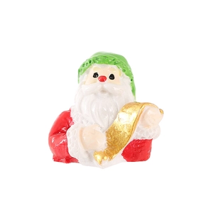 Weihnachtsmann Miniatur aus Kunstharz mit goldener Schriftrolle für DIY Dekoration