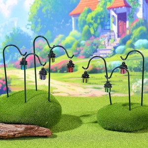 Luminous Miniature Pavilion Lantern Garden Stake Resin Micro Landscape Decor Glow In The Dark Fairy Garden Ornament Accessory