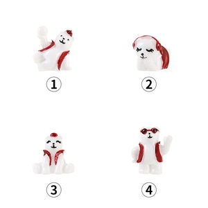 Set of four cute resin polar bear figurines for DIY micro landscape decorations
