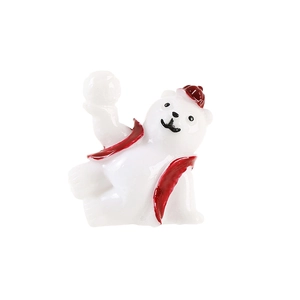 Polar bear resin ornament wearing red scarf and hat for miniature DIY decoration