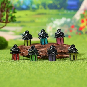 Miniature luminous garden pagoda figurines in seven bright colors for micro landscapes